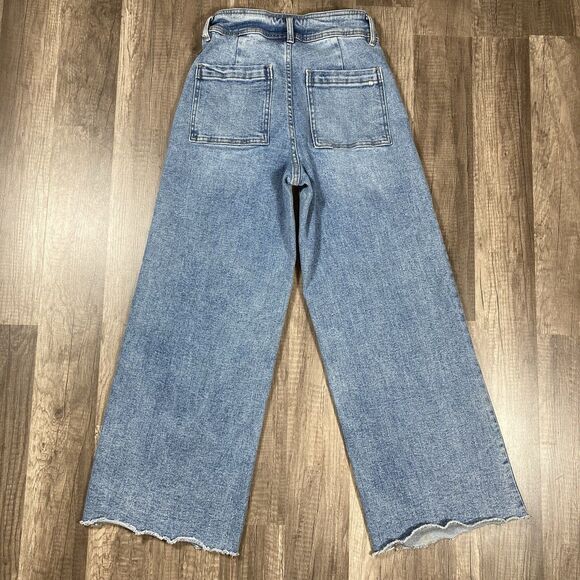 Mica Los Angeles Jeans 24 Blue Denim Wide Leg Flare High Waisted Skater Rave - Picture 5 of 8